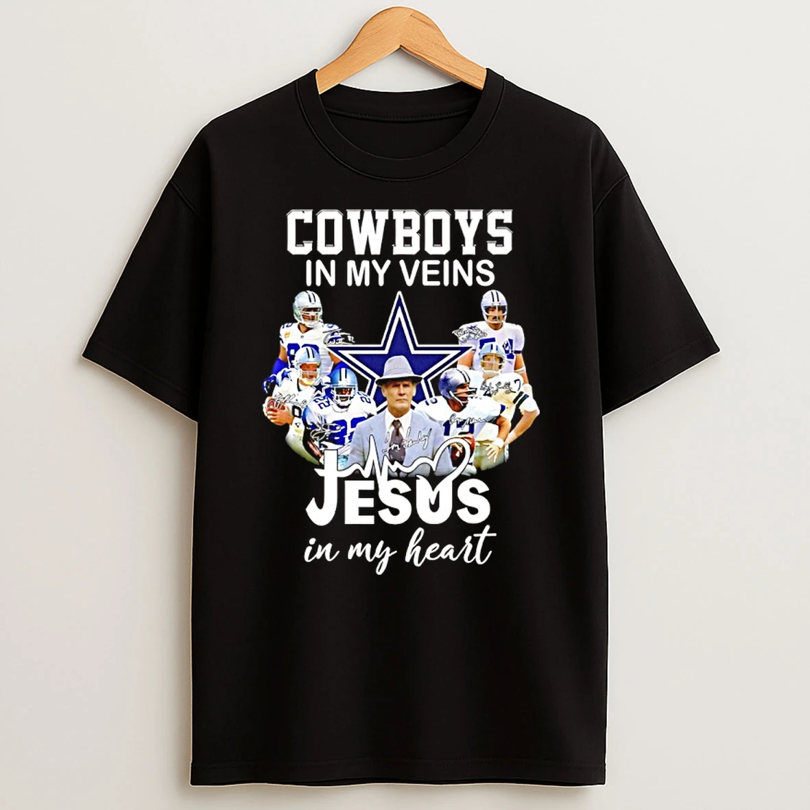Cowboys In My Veins Jesus In My Heart Player Collage Signatures T Shirt