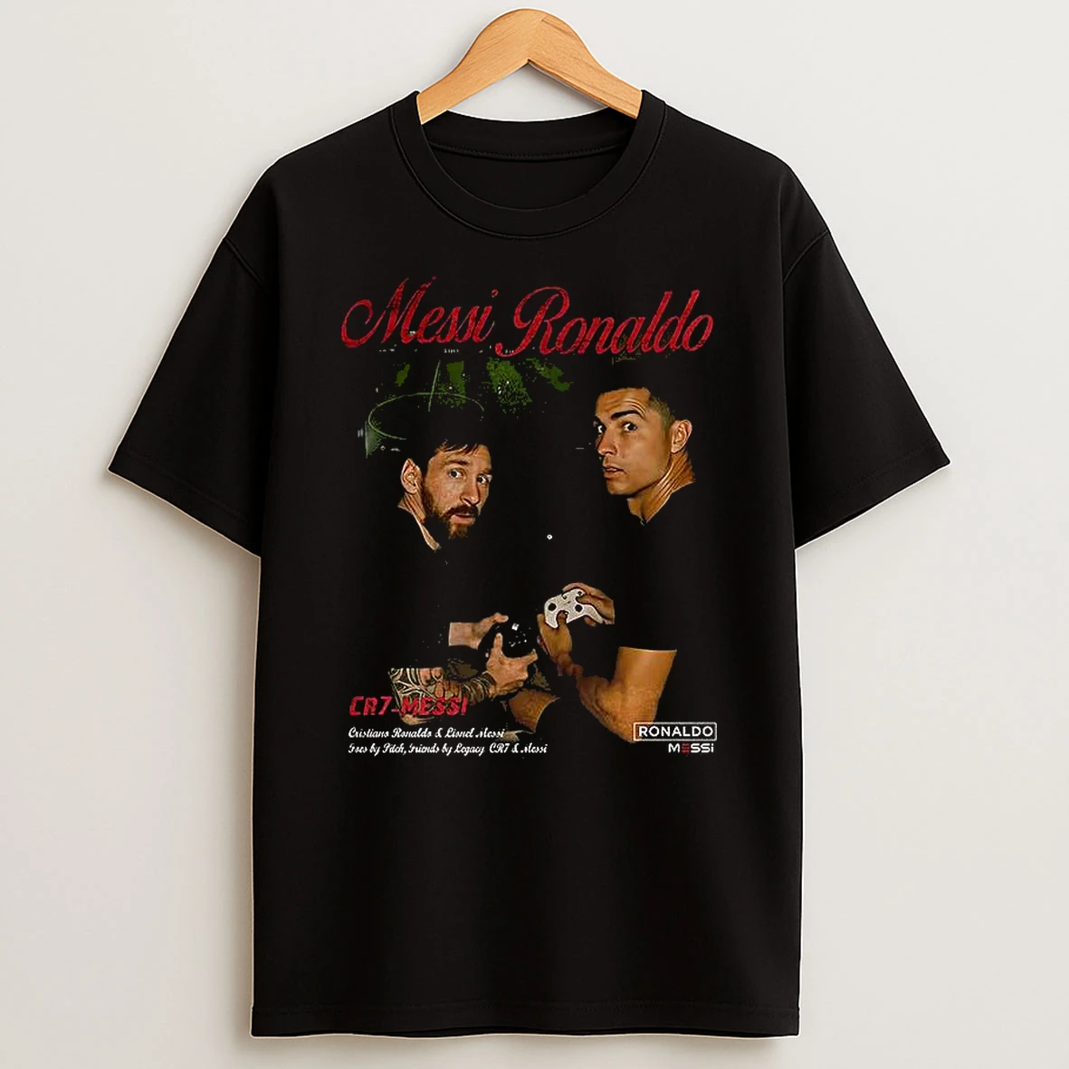 Cr7 And Messi Playing Video Game Foes By Pitch Friends By Legacy T Shirt