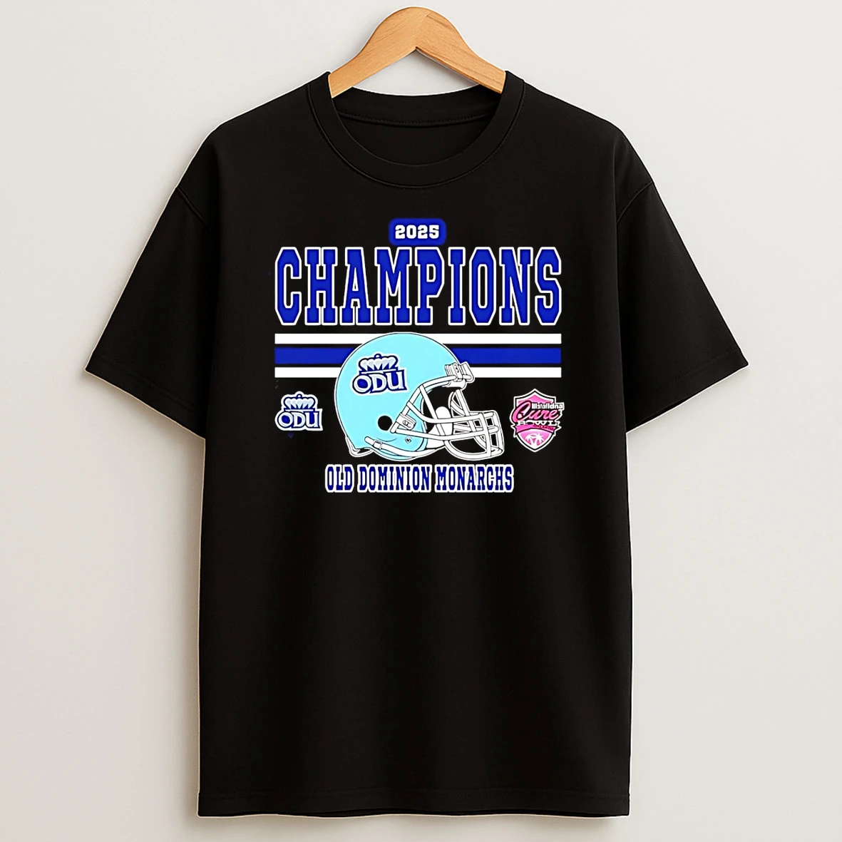 Cure Bowl Champions 2025 Old Dominion Monarchs Football Helmet T Shirt