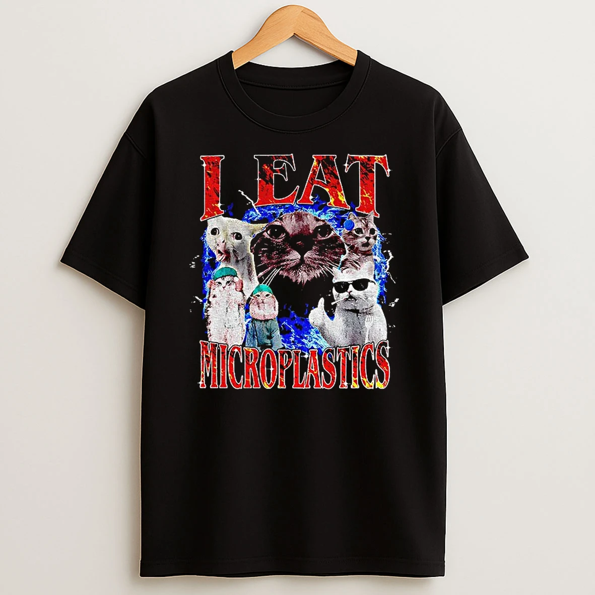 Cursed Cat I Eat Microplastics Graphic T Shirt