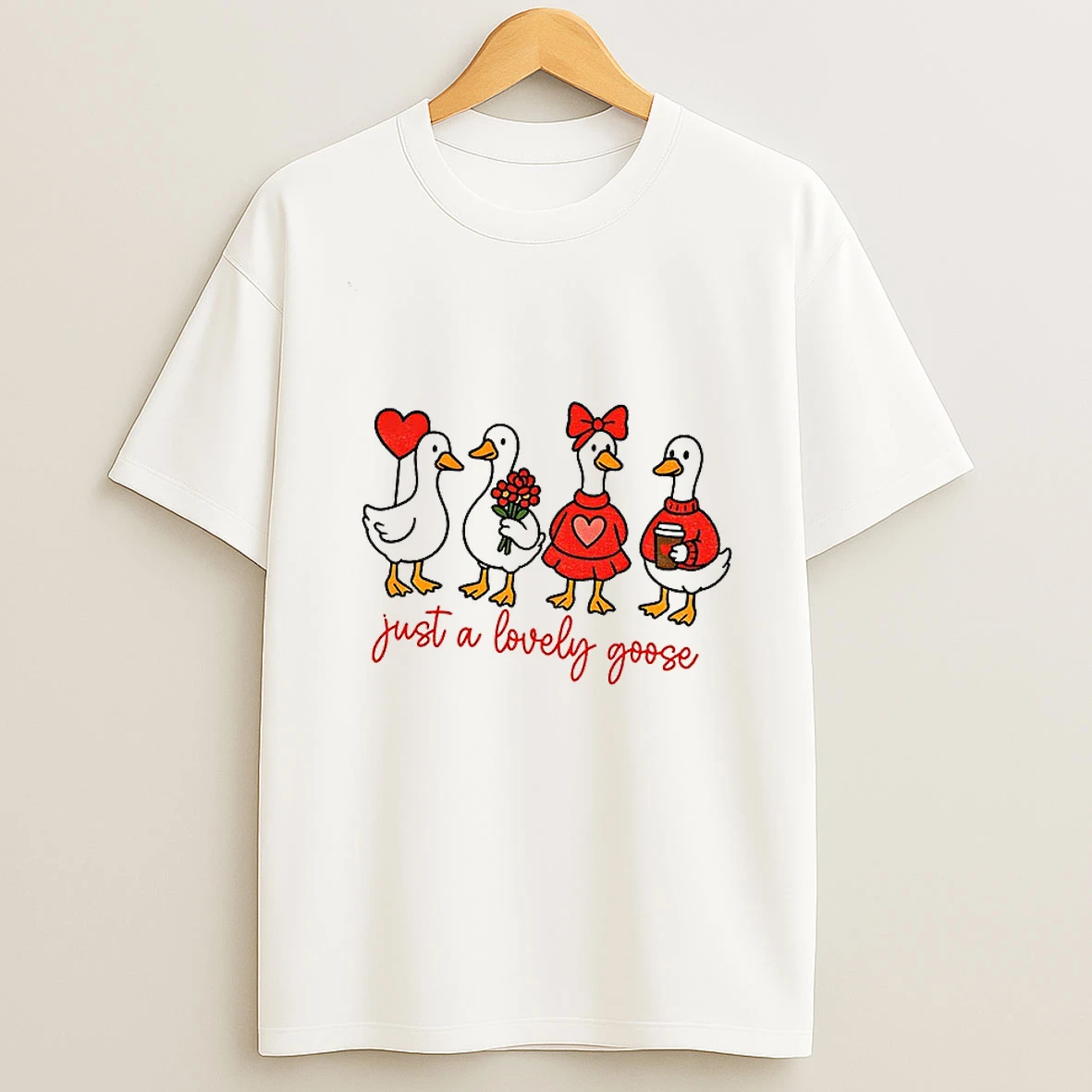 Cute Lovely Goose Coquette Valentine Just A Lovely Goose T Shirt