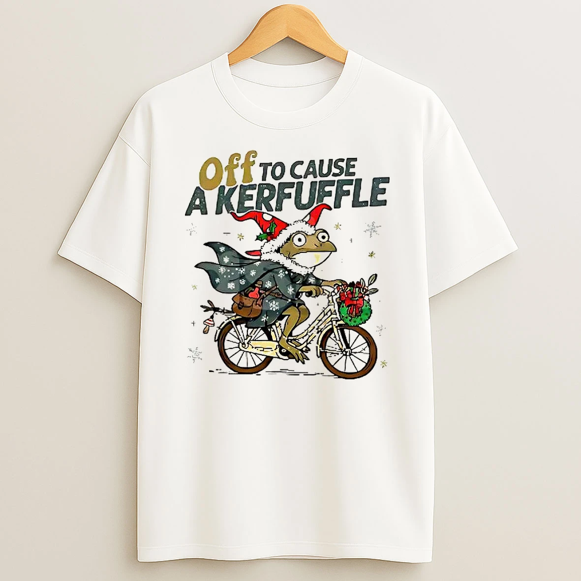 Cycling Frog Off To Cause Kerfuffle Christmas T Shirt