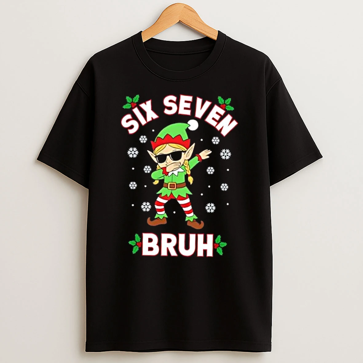 Dabbing Elf Six Seven Bruh Christmas 67 Meme Xmas T Shirt