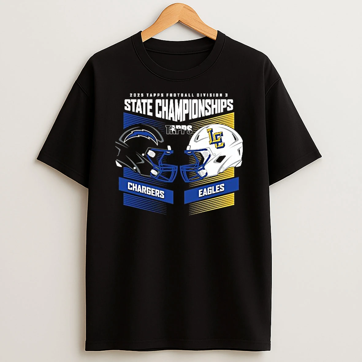 Dallas Christian School Chargers Vs Lubbock Christian School Eagles 2025 Tapps Football State Championships H2h Div 3 T Shirt