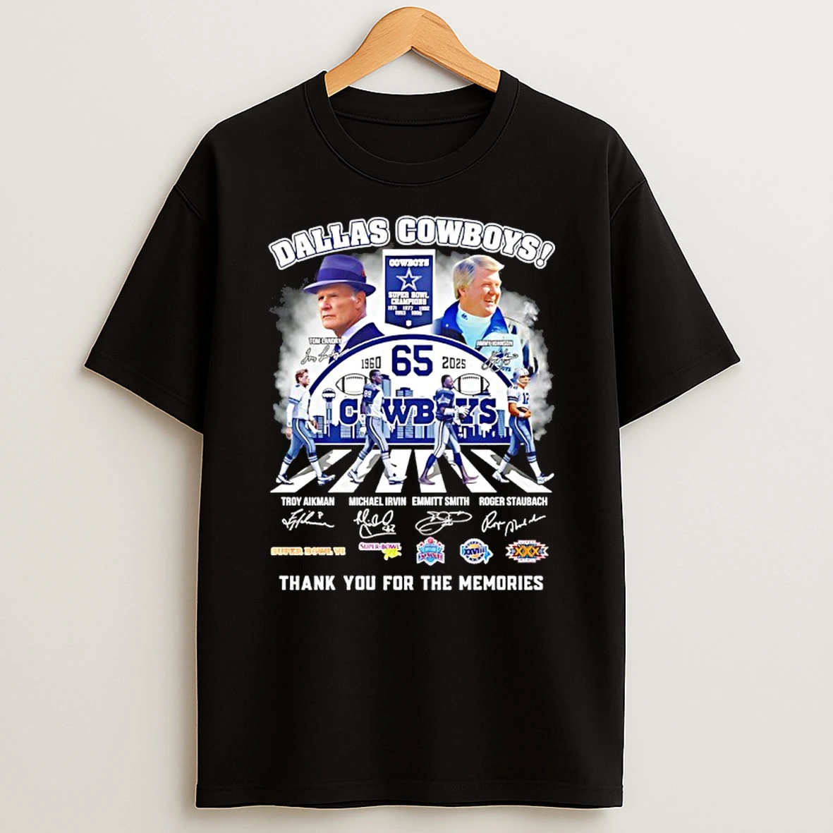 Dallas Cowboys 65th Anniversary 1960 2025 Thank You Signatures T Shirt
