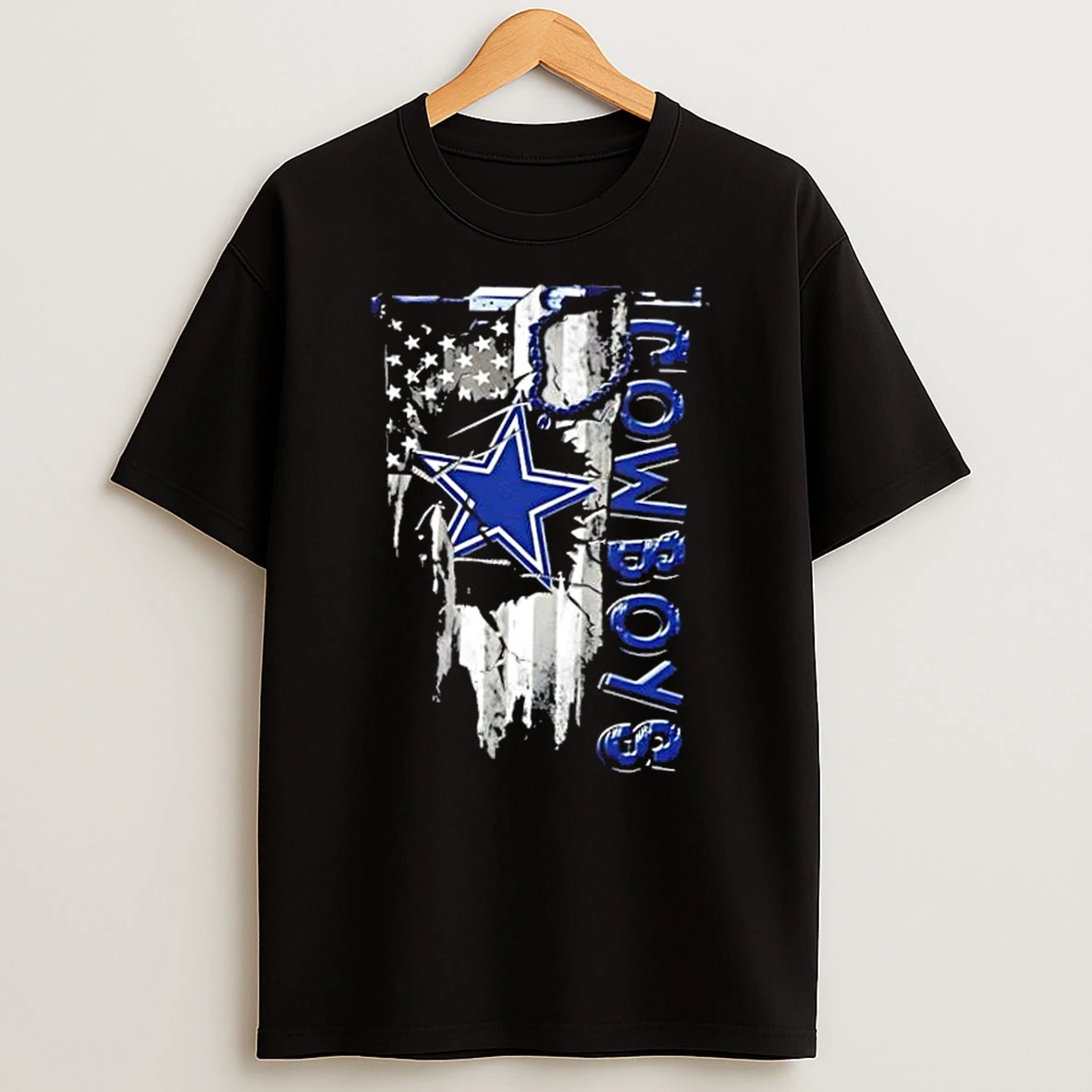 Dallas Cowboys Football Battle Shattered Usa Flag Rip Design T Shirt
