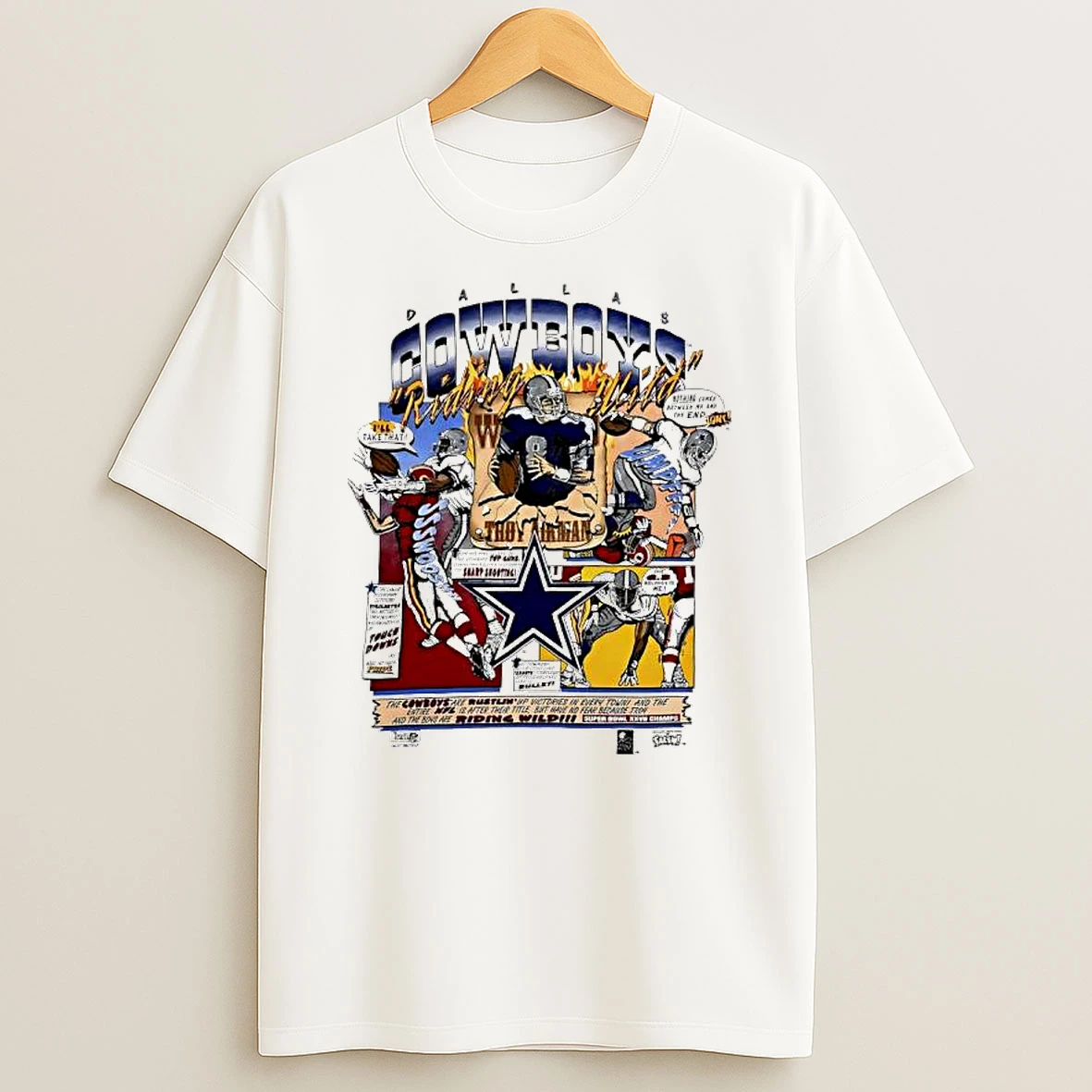 Dallas Cowboys Riding Wild Troy Aikmanthe Triplets T Shirt