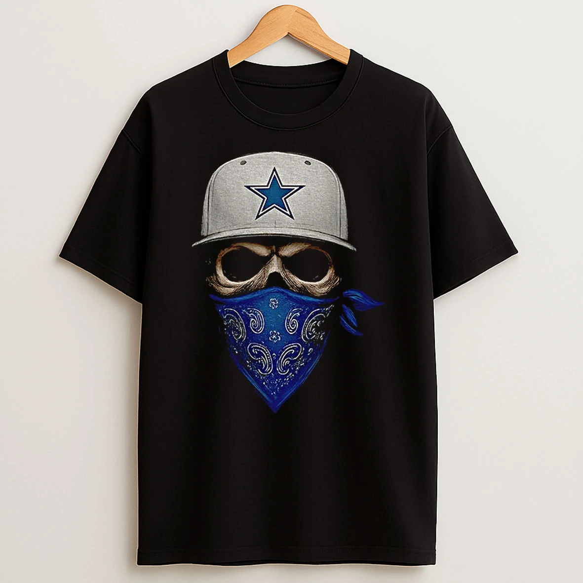 Dallas Cowboys Skull Wearing Bandana Mask Nfl T Shirt
