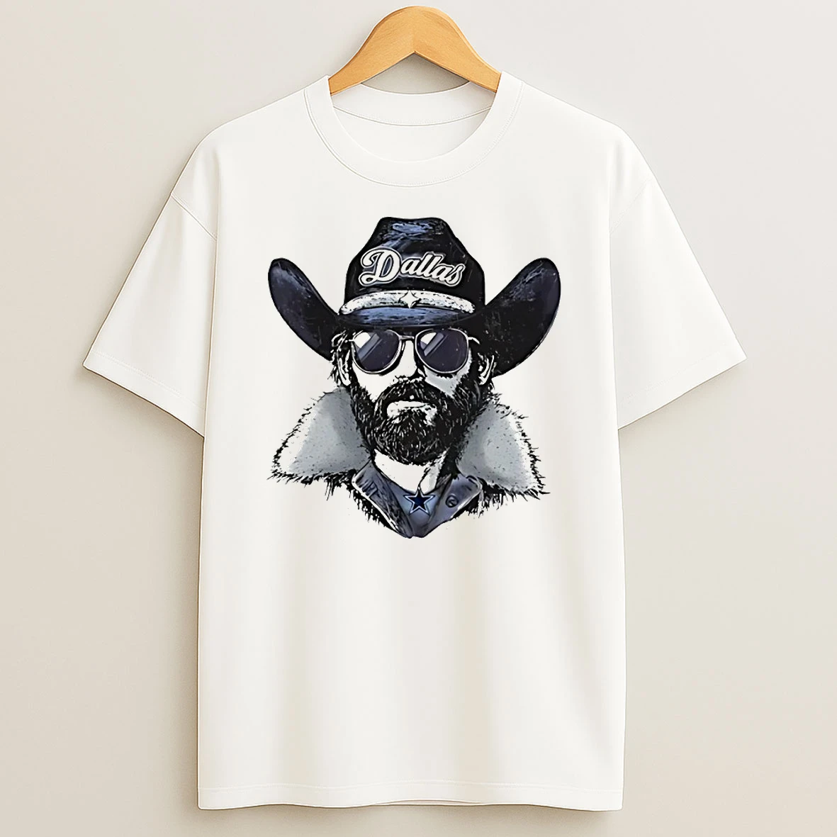 Dallas Cowboys Mascot Wearing A Beanie And Sunglasses Circle T Shirt