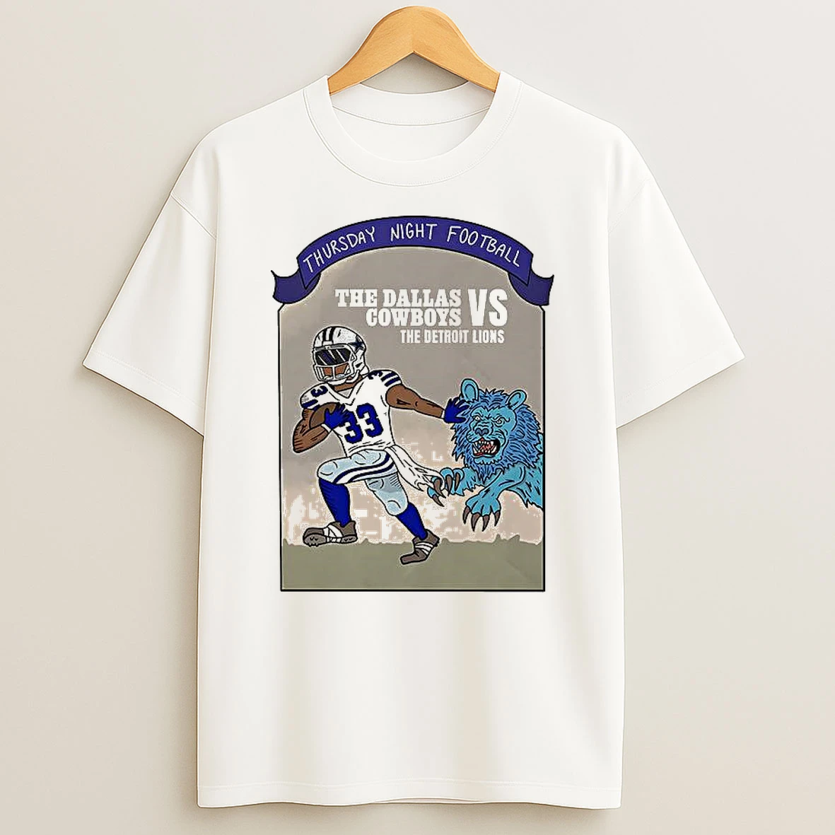 Dallas Cowboys Vs The Detroit Lions Cartoon T Shirt