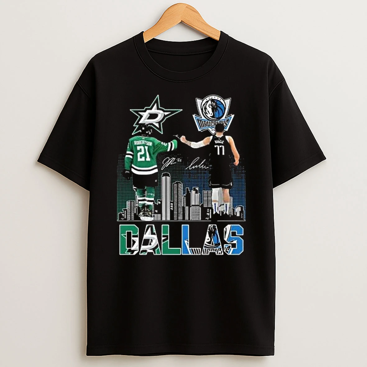 Dallas Stars Jason Robertson Dallas Mavericks Luka Doncic 2025 Signatures T Shirt