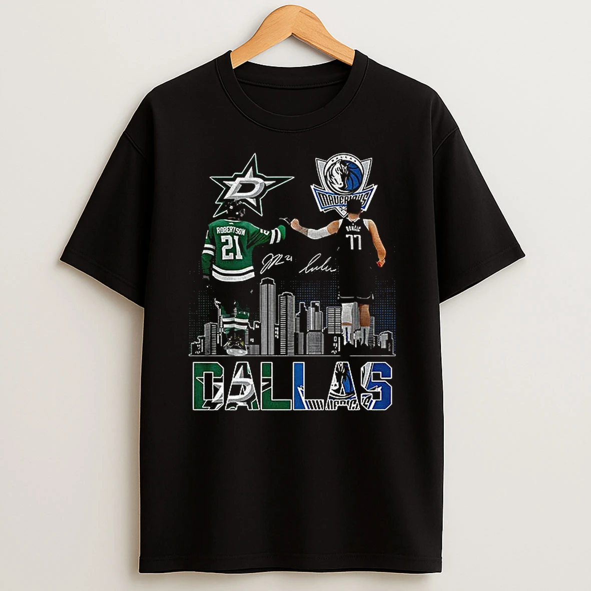 Dallas Stars Jason Robertson Dallas Mavericks Luka Doncic 2025 Signature T Shirt