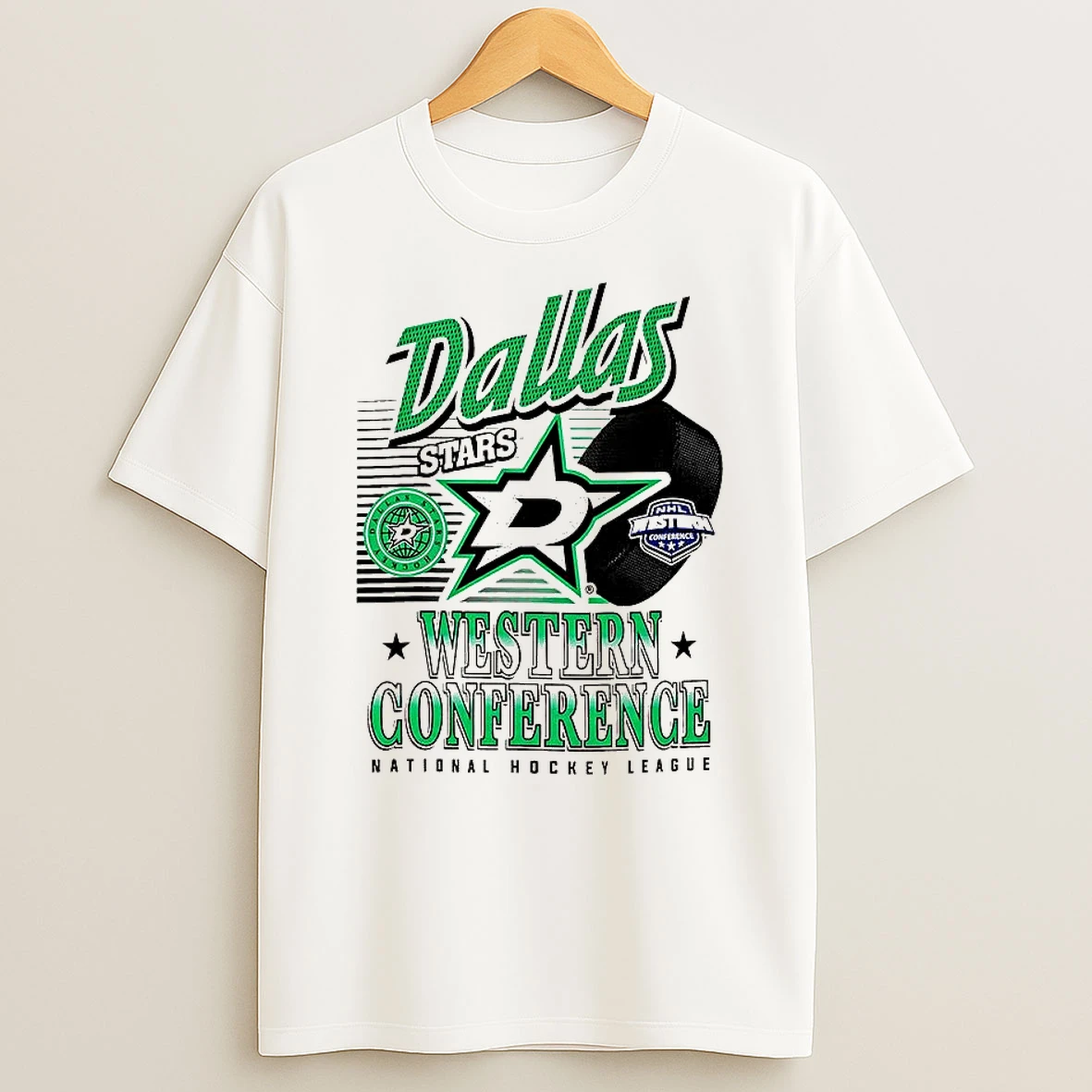 Dallas Stars Nhl Western Conference Logo And Ball T Shirt