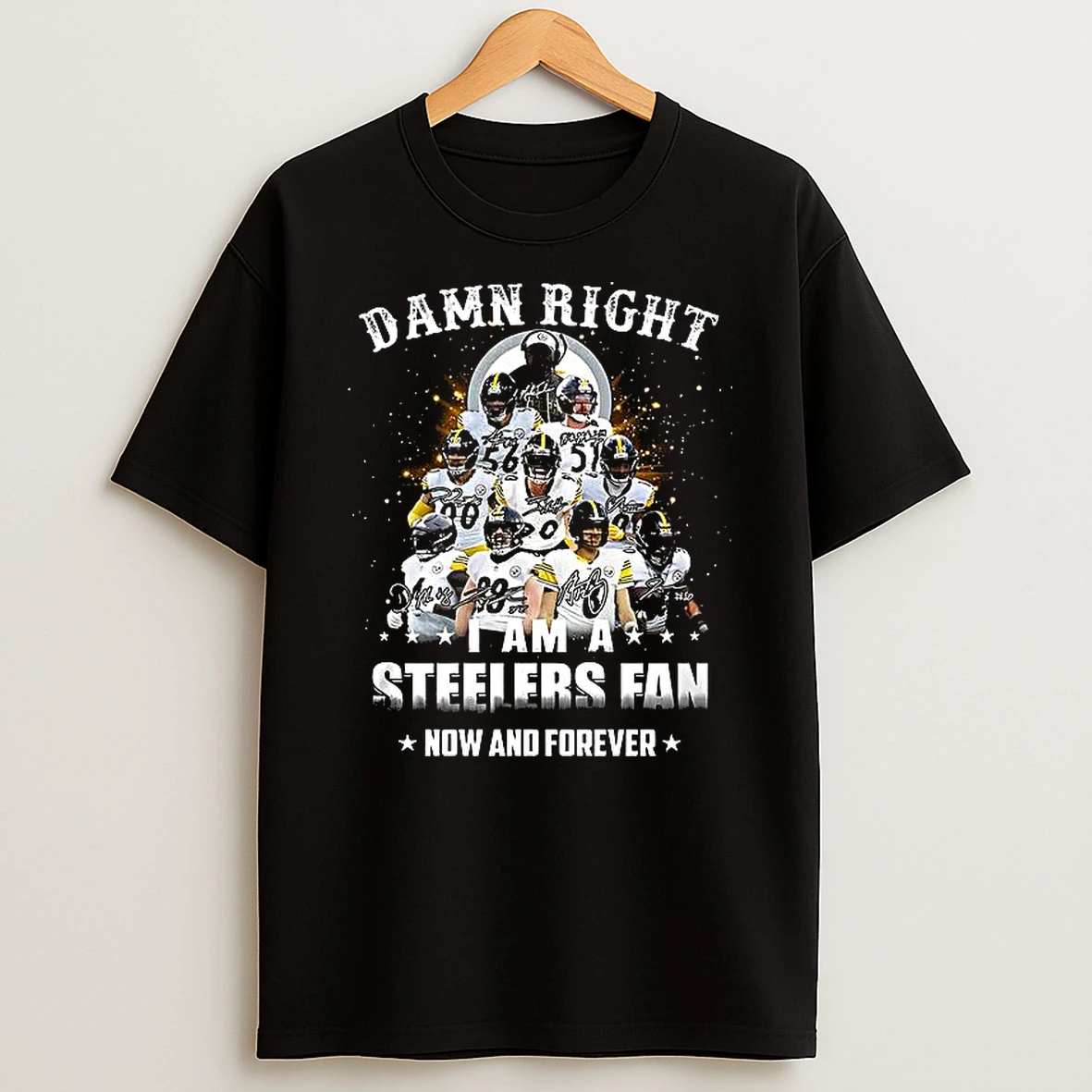 Damn Right I Am A Pittsburgh Steelers Fan Now And Forever Signature T Shirt
