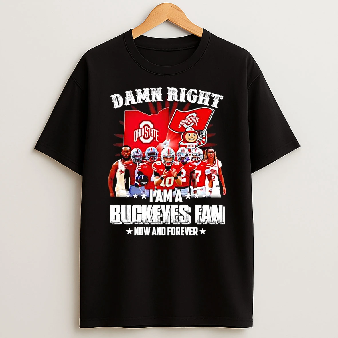 Damn Right I Am A Ohio State Buckeyes Fan Now And Forever All Team T Shirt
