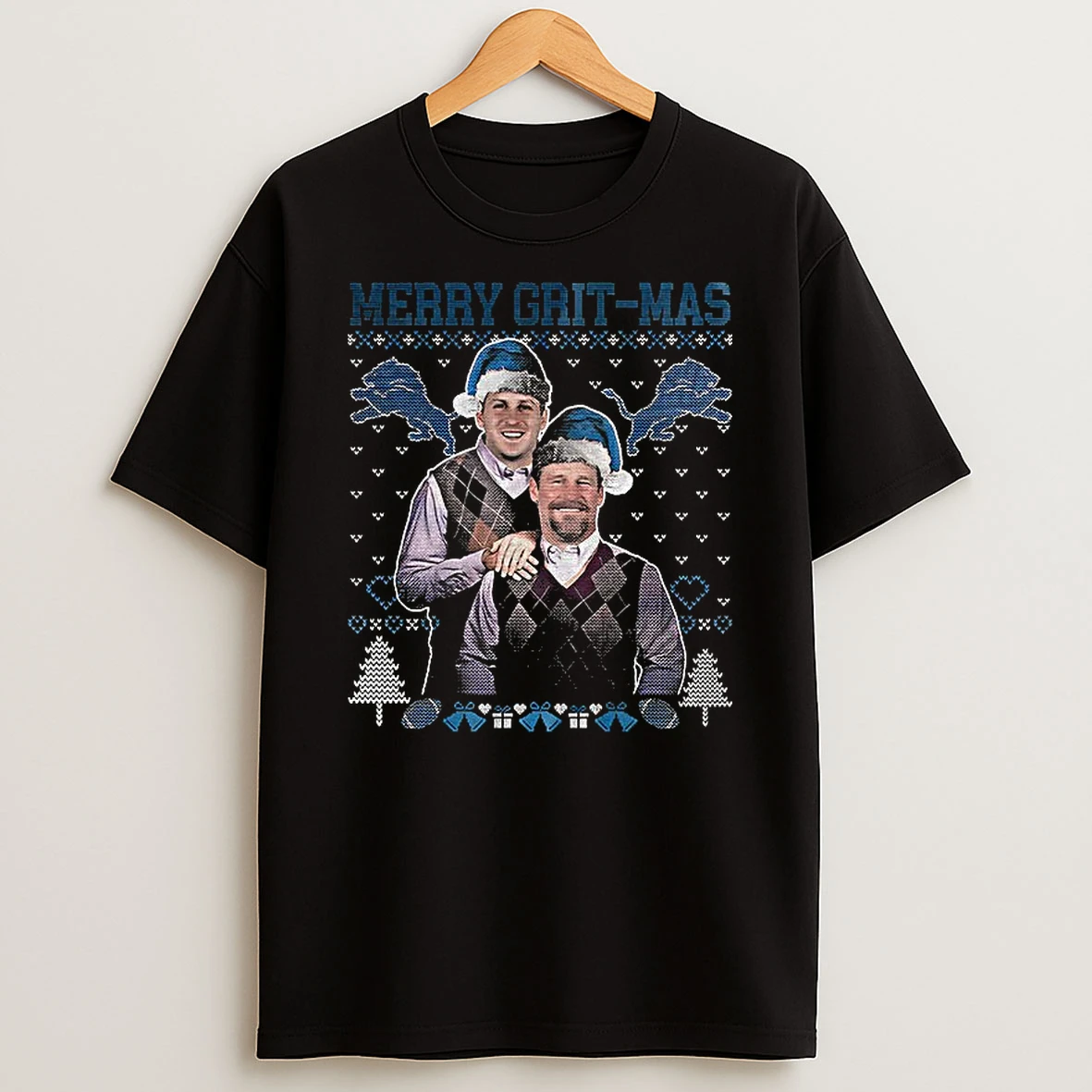 Dan Campbell Jared Goff Merry Grit Mas Detroit Lions Christmas T Shirt