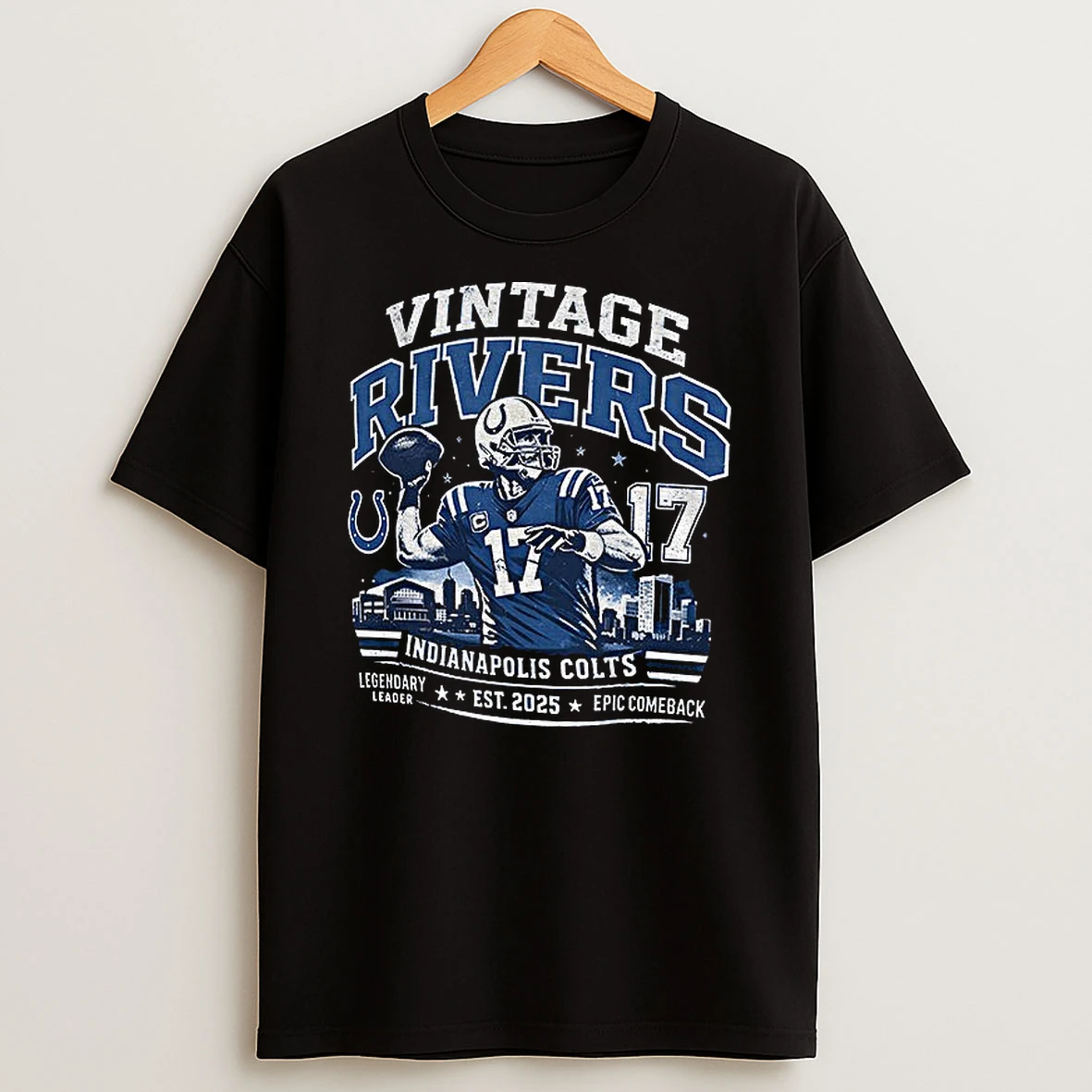 Daniel Jones Indianapolis Colts Nfl Football Vintage Rivers Est 2025 Epic Comeback T Shirt