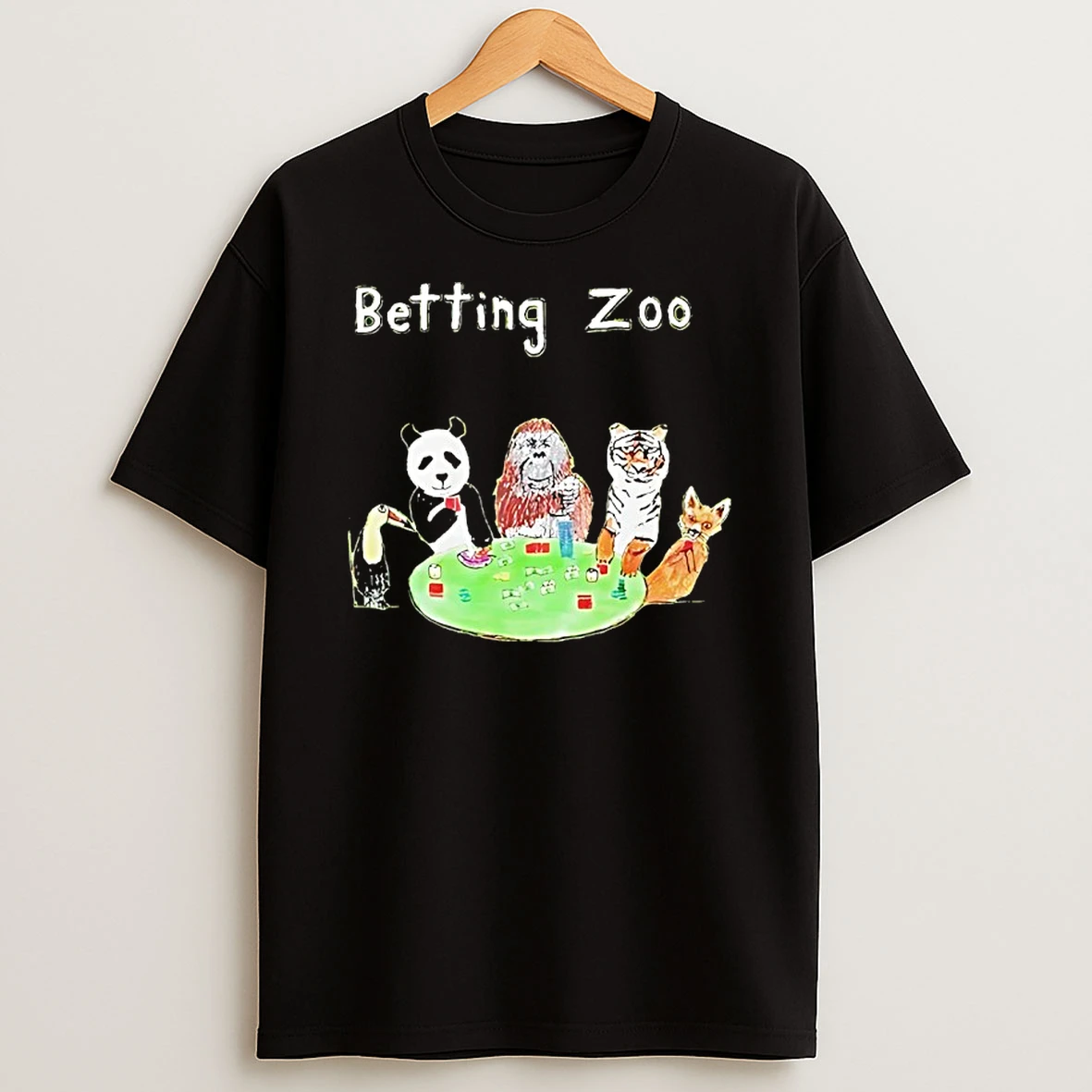 Dave Portnoy Wearing Panda Gorilla Tiger And Fox Betting Zoo T Shirt