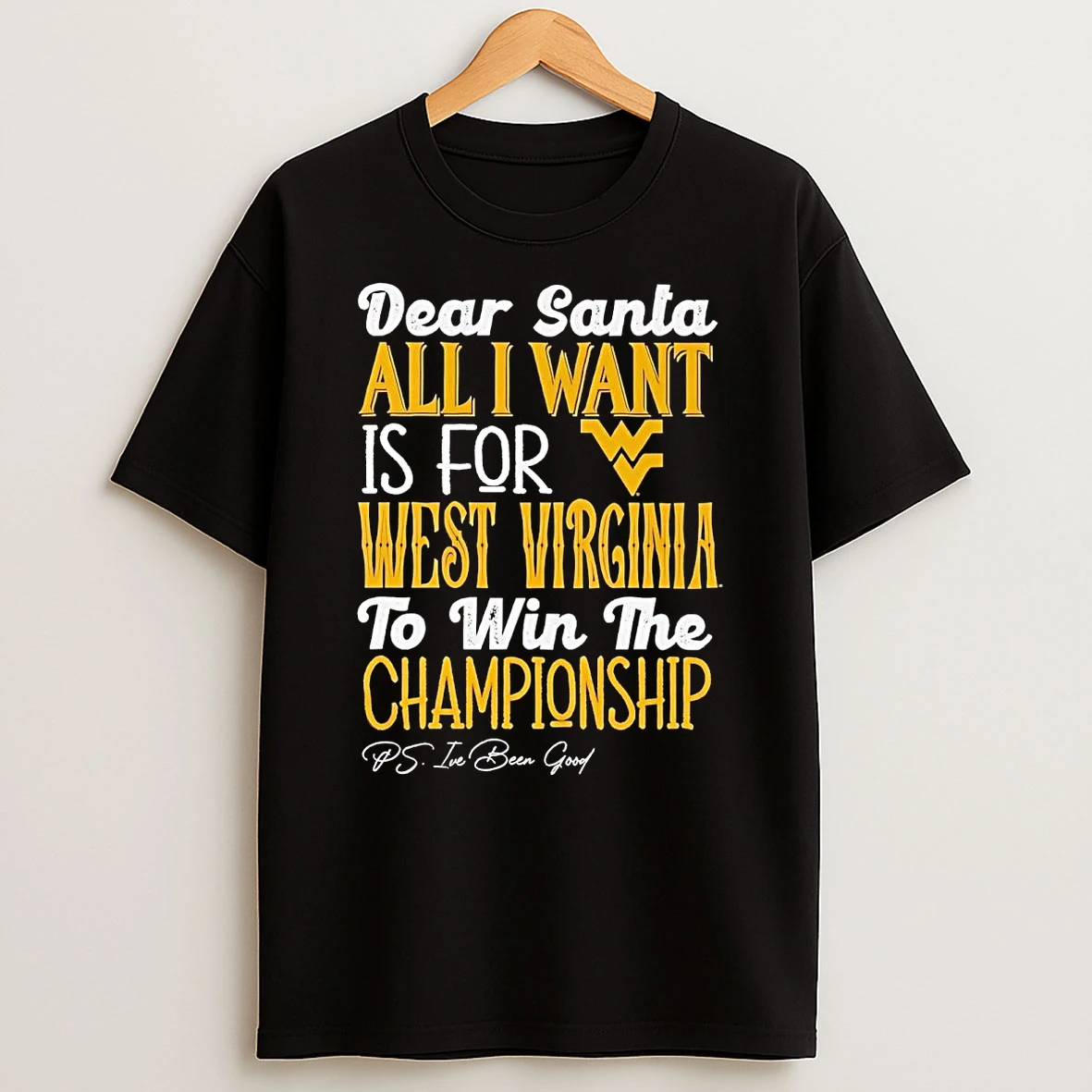 Dead Santa All I Want Is For The West Virginia Mountaineers To Win The Championship T Shirt