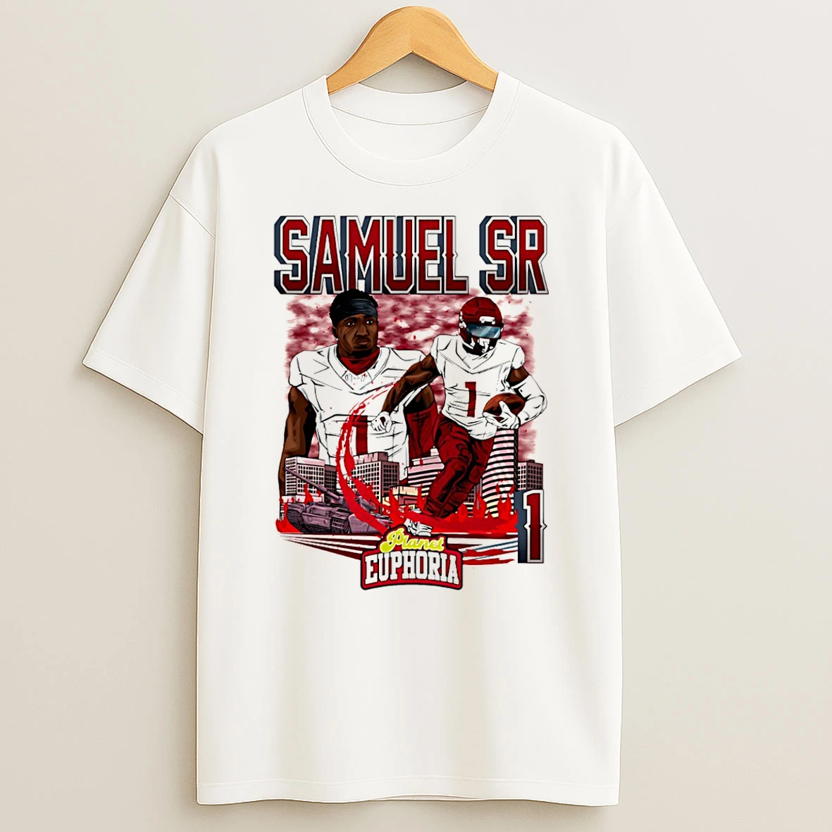 Deebo Samuel Sr Washington Commanders Player Skyline Comic T Shirt