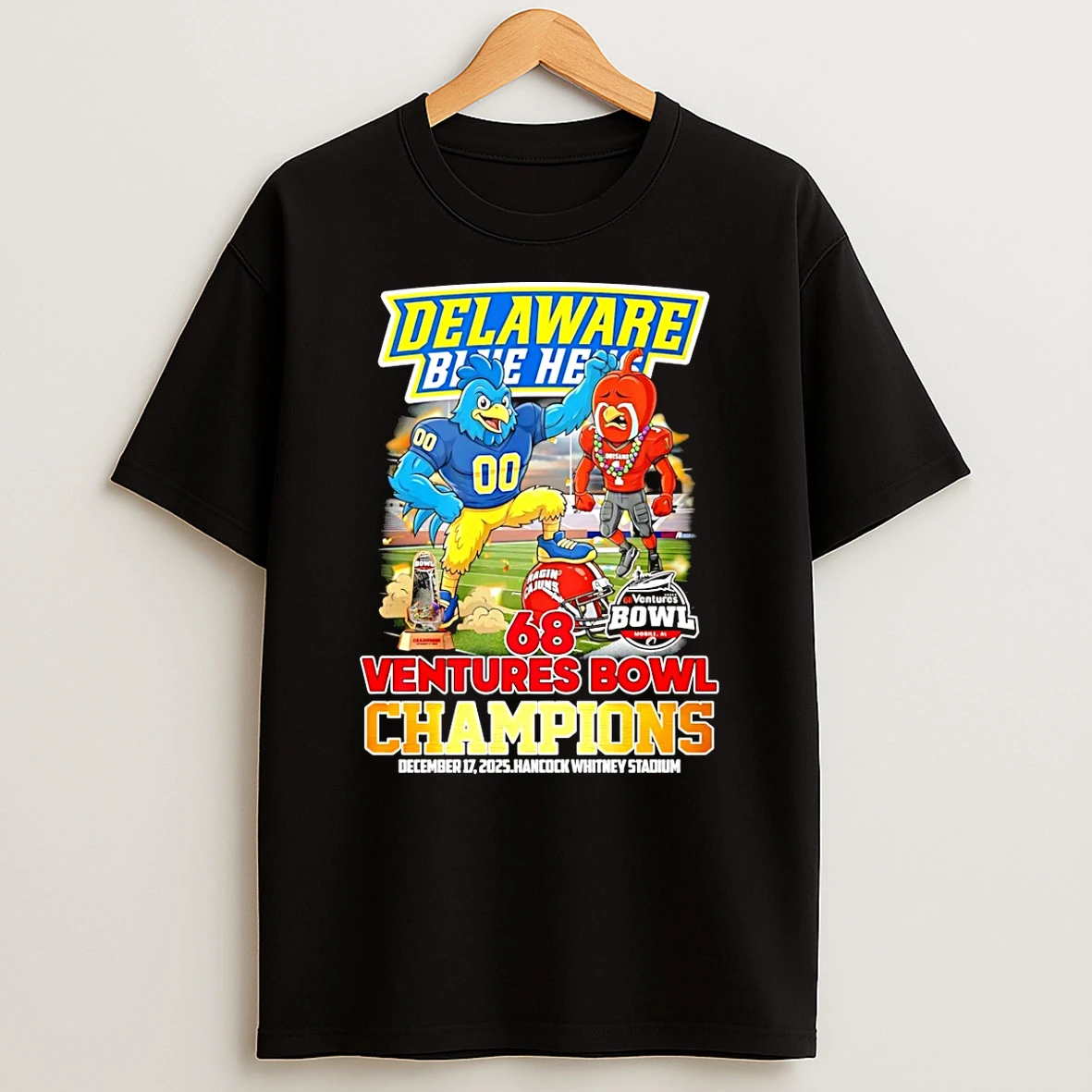 Delaware Blue Hens 2025 68 Ventures Bowl Champions Mascot T Shirt
