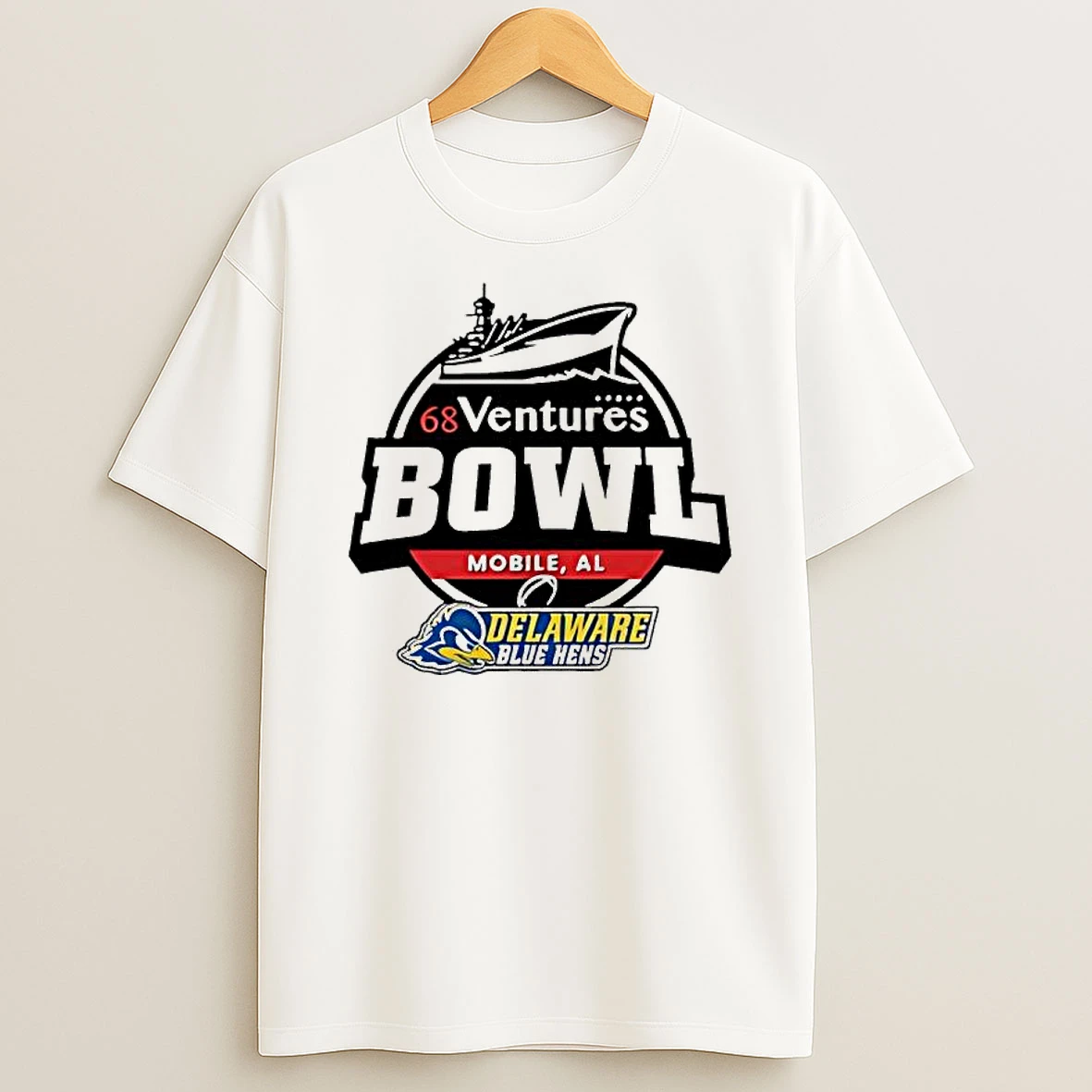 Delaware Blue Hens 68 Ventures Bowl Mobile Al Logo T Shirt