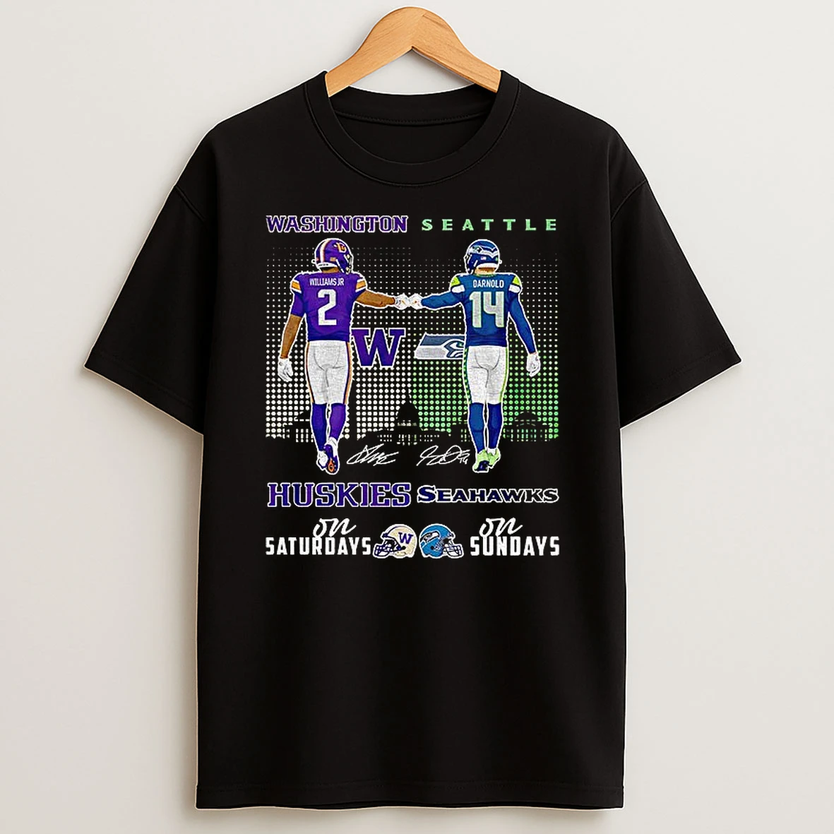 Demond Williams Jr Washington Huskies Vs Sam Darnold Seattle Seahawks On Saturday On Sundays Signatures T Shirt