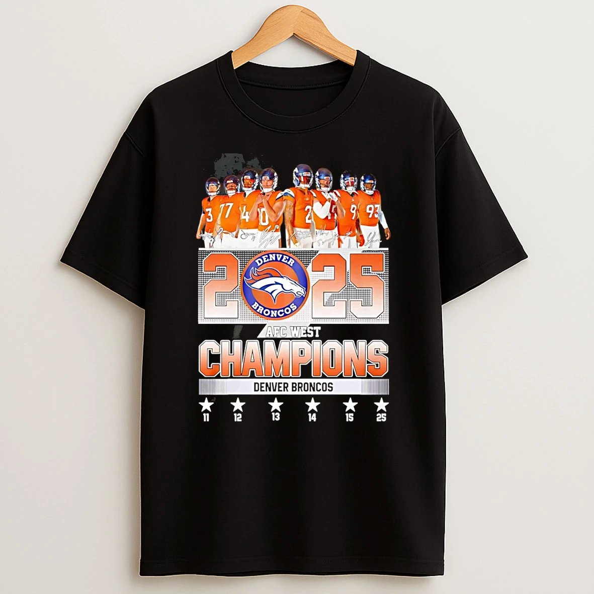Denver Broncos 2025 Afc West Division Champions 6 Time 11 12 13 14 15 25 T Shirt