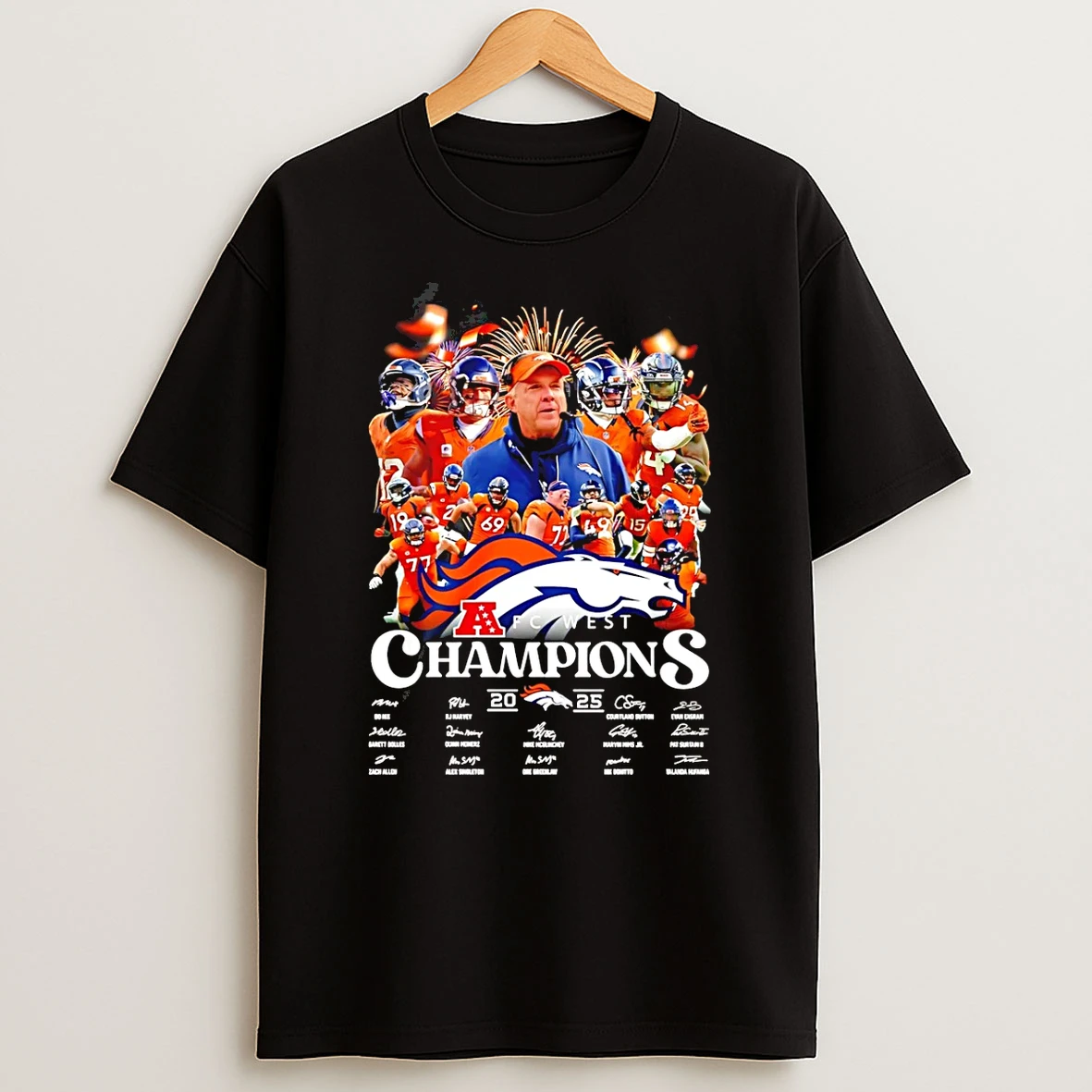 Denver Broncos 2025 Afc West Division Champions Signatures T Shirt