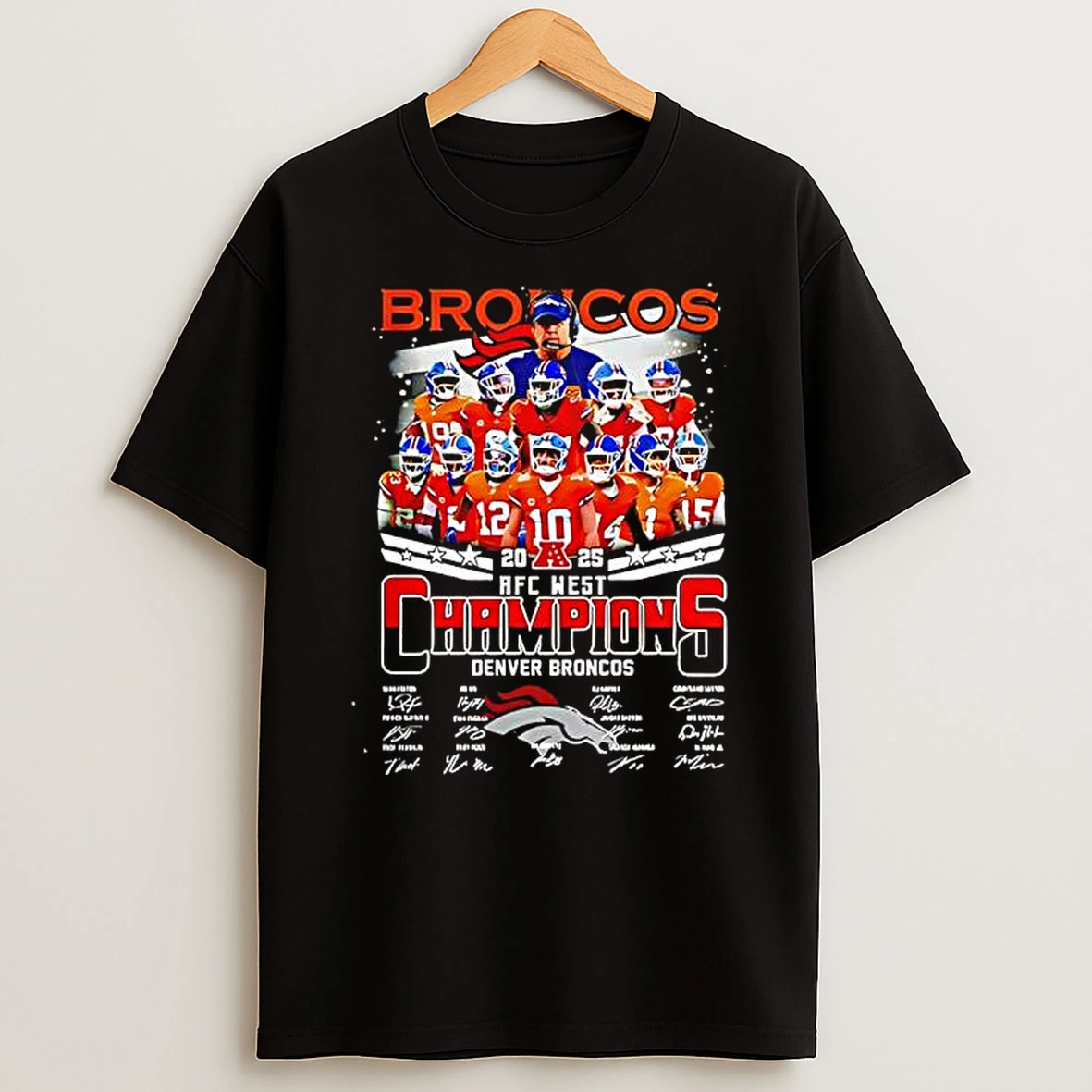 Denver Broncos 2025 Afc West Division Champions Signatures Player T Shirt