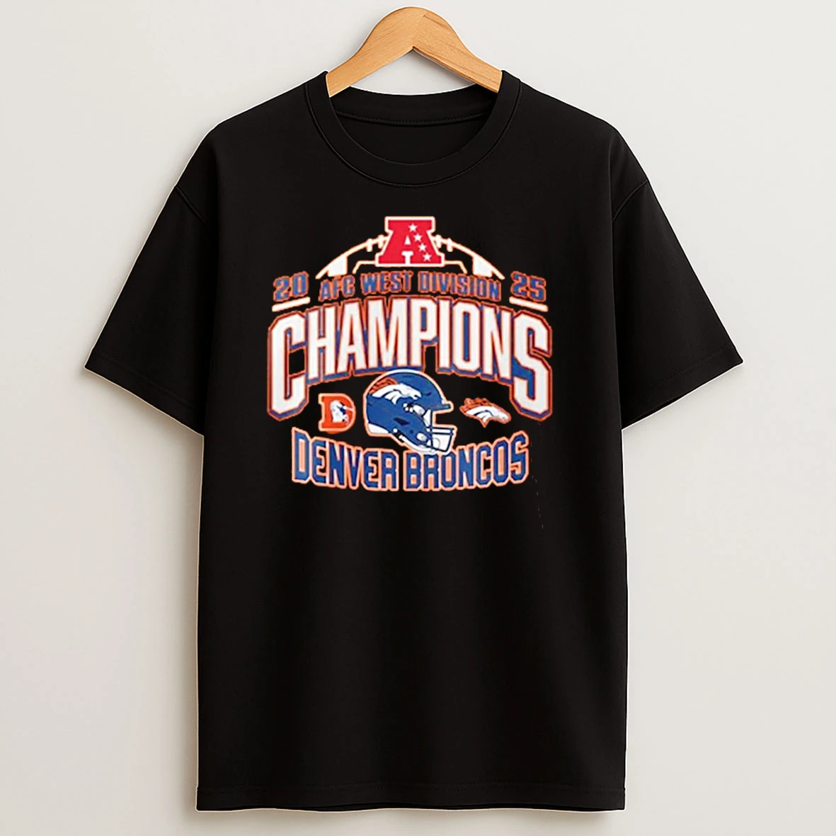 Denver Broncos 2025 Afc West Division Champions Helmet T Shirt