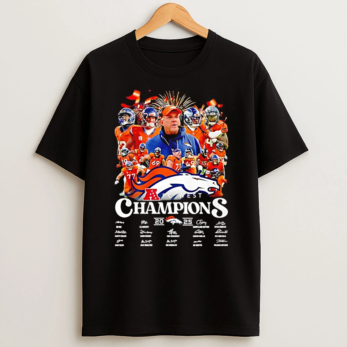 Denver Broncos Afc West Division Champions 2025 All Team Signatures T Shirt