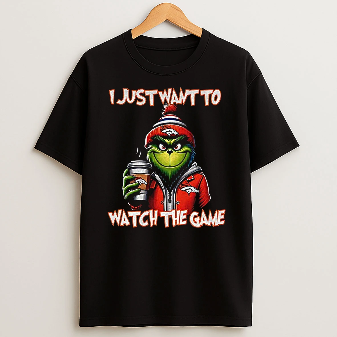 Denver Broncos Grinch I Just Want To Watch The Game Christmas T Shirt