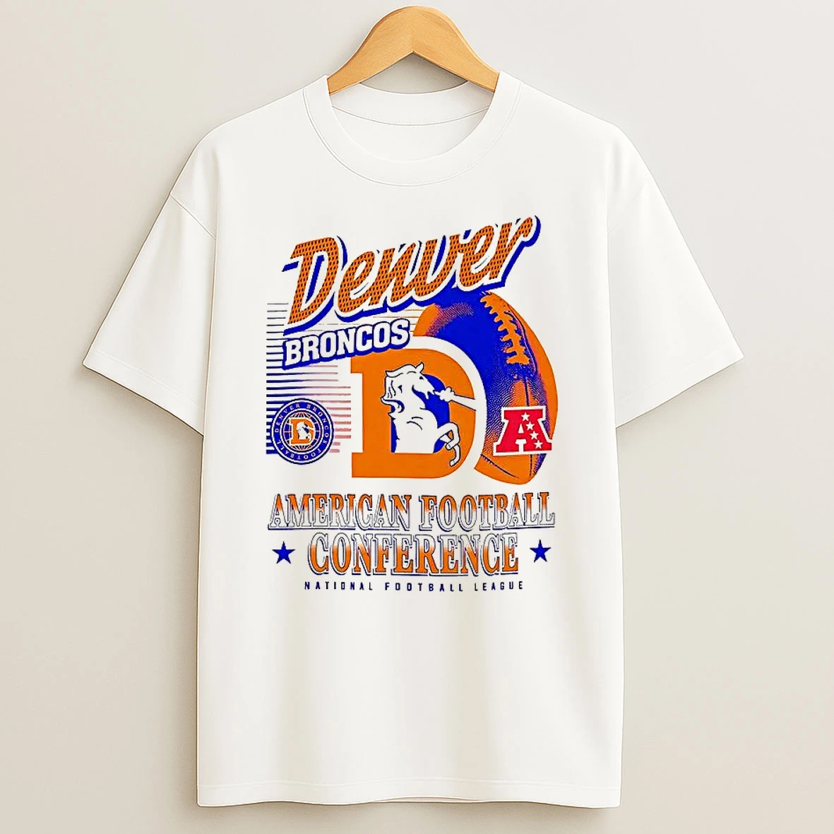Denver Broncos Nfl American Football Conference Logo Ball Retro T Shirt