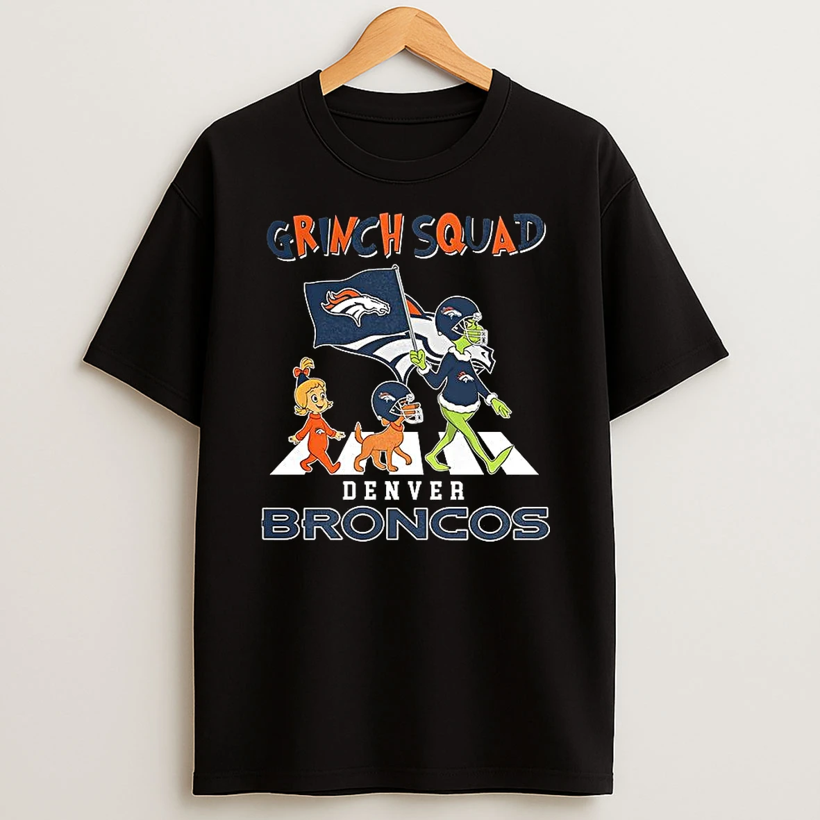 Denver Broncos Nfl Grinch Squad Cross The Road T Shirt