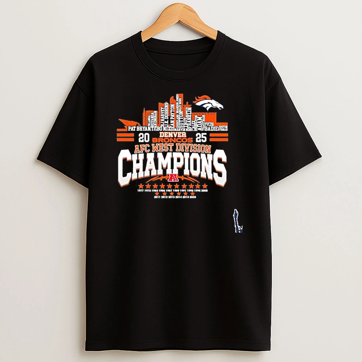 Denver Broncos Typo Team Names 2025 Afc West Division Champions T Shirt