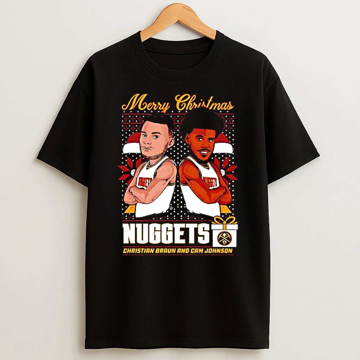 Denver Nuggets Christmas Braun Johnson Graphic T Shirt