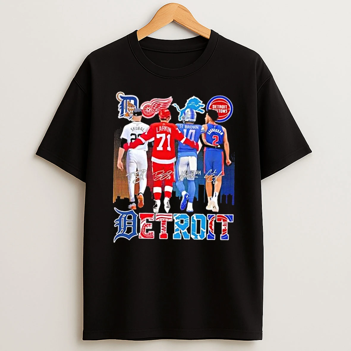 Detroit City Sports Legends Skyline Signatures T Shirt