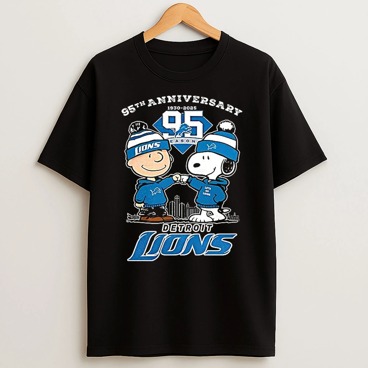 Detroit Lions 95th Anniversary 2025 One Pride X Charlie Brown And Snoopy T Shirt