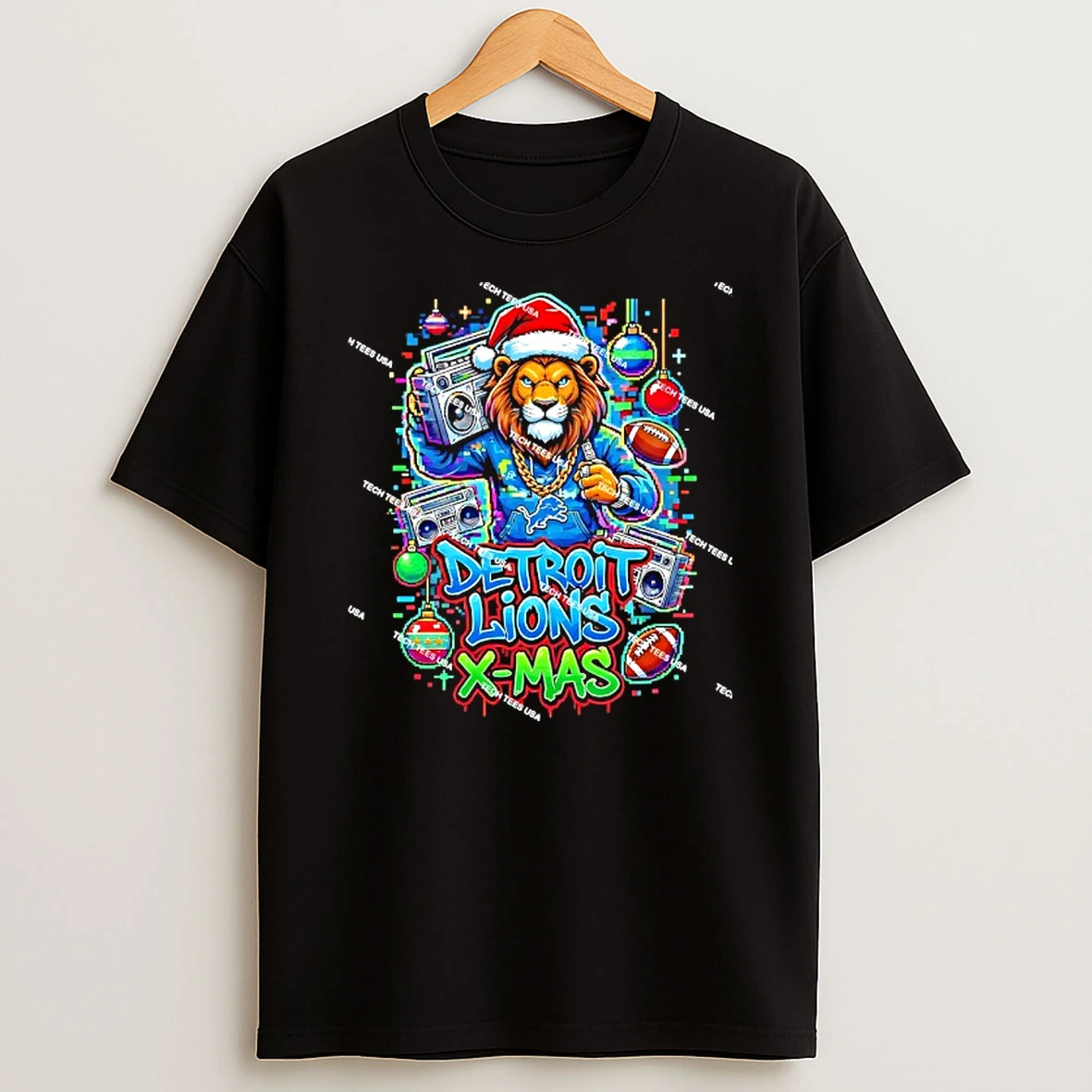 Detroit Lions Football Christmas Holiday T Shirt
