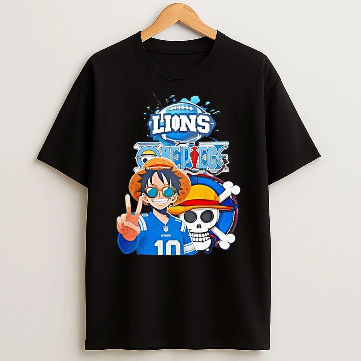 Detroit Lions X One Piece Jersey Americas Team Straw Hat T Shirt
