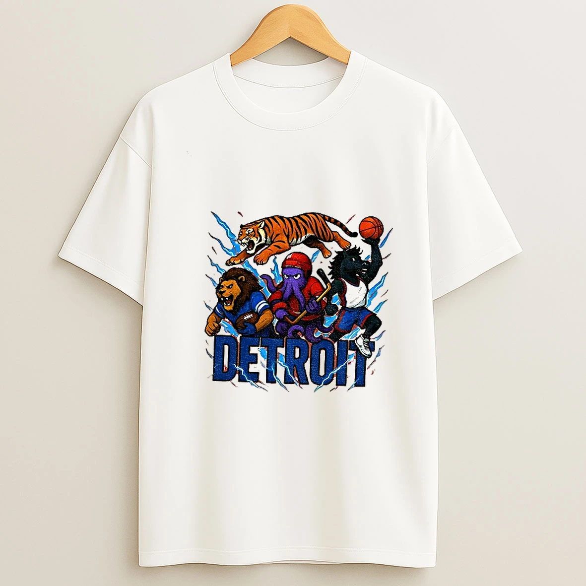 Detroit Sports Team Mascots Detroit Lions Tigers Red Wings Pistons T Shirt