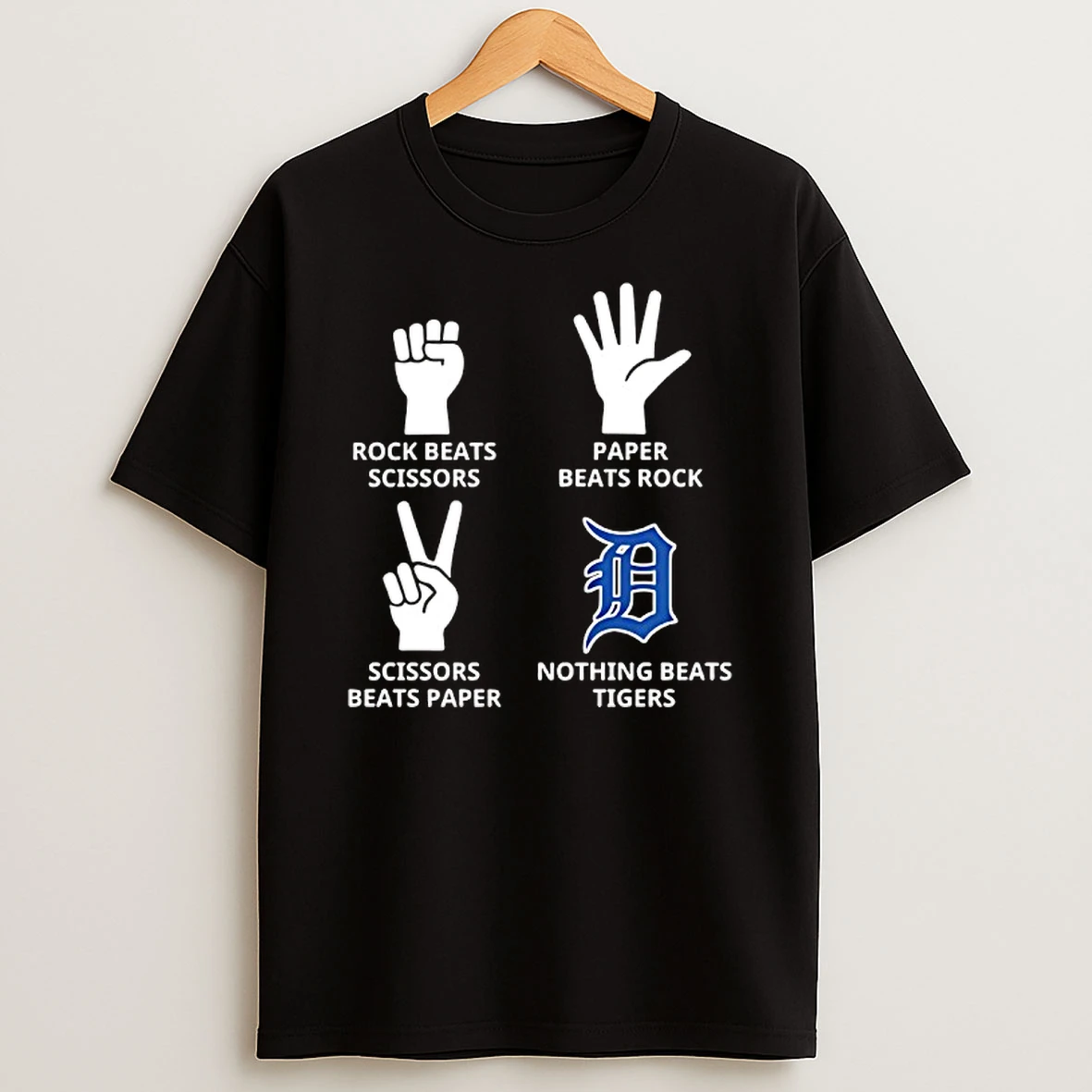 Detroit Tiger Nothing Beats Rock Beats Scissors Paper Beats Rock Scissors Beats Paper T Shirt