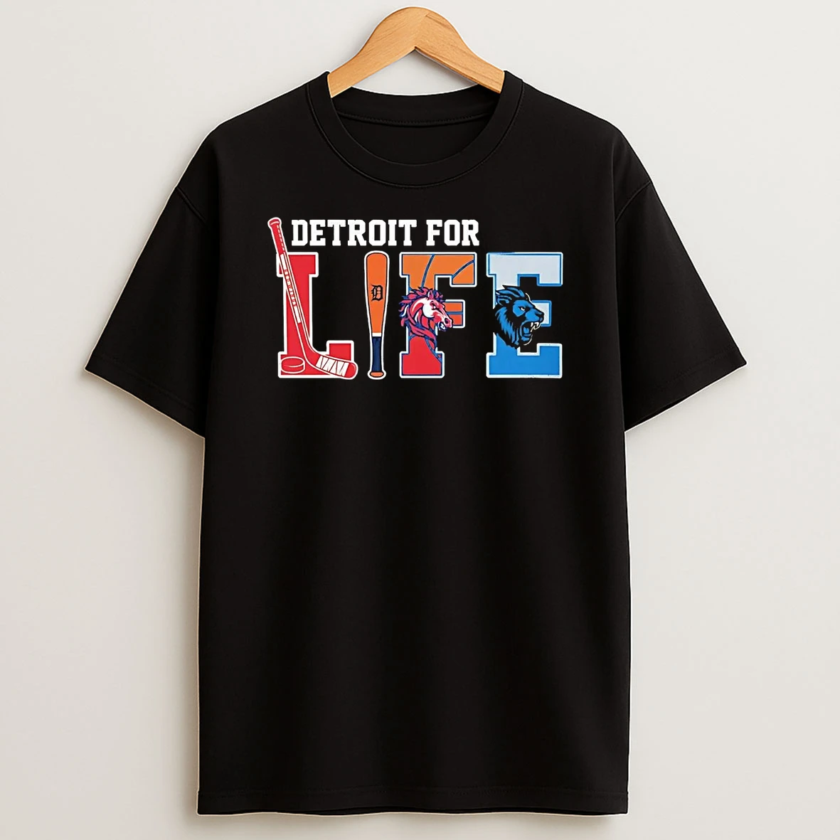 Detroit For Life Sports Teams Tigers Lions Red Wings Pistons T Shirt