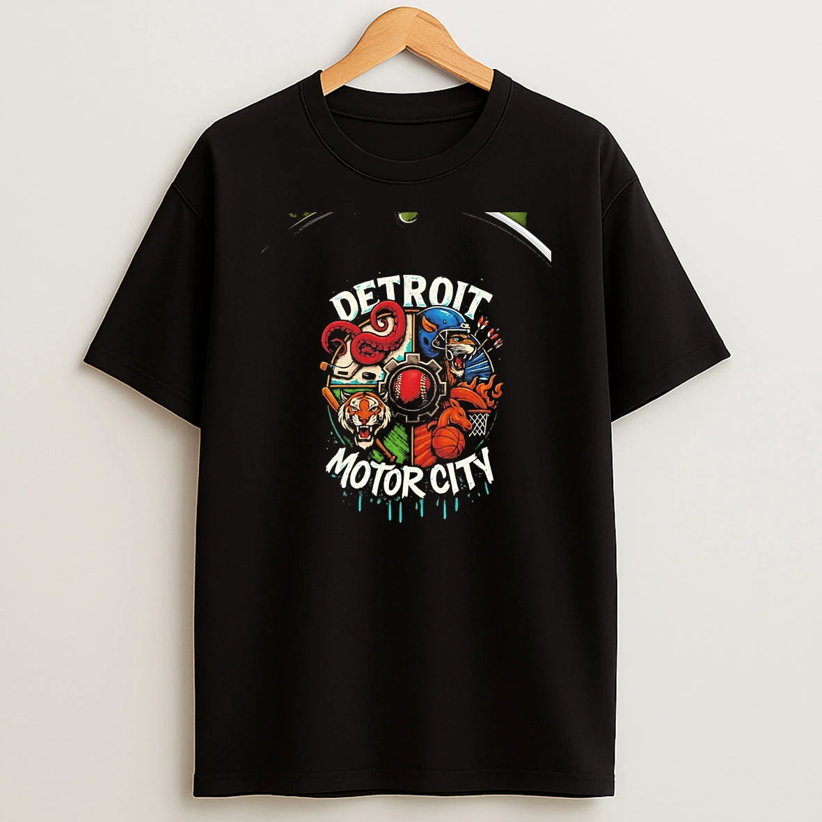 Detroit Motor City Sports Teams Tigers Lions Red Wings Pistons Chriast T Shirt