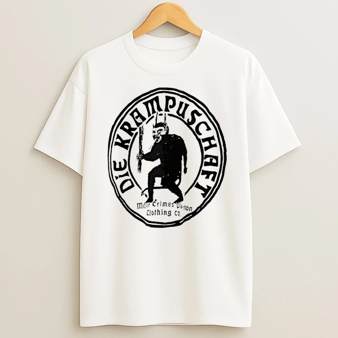 Die Krampuschaft More Crimes Please Clothing Co Logo T Shirt