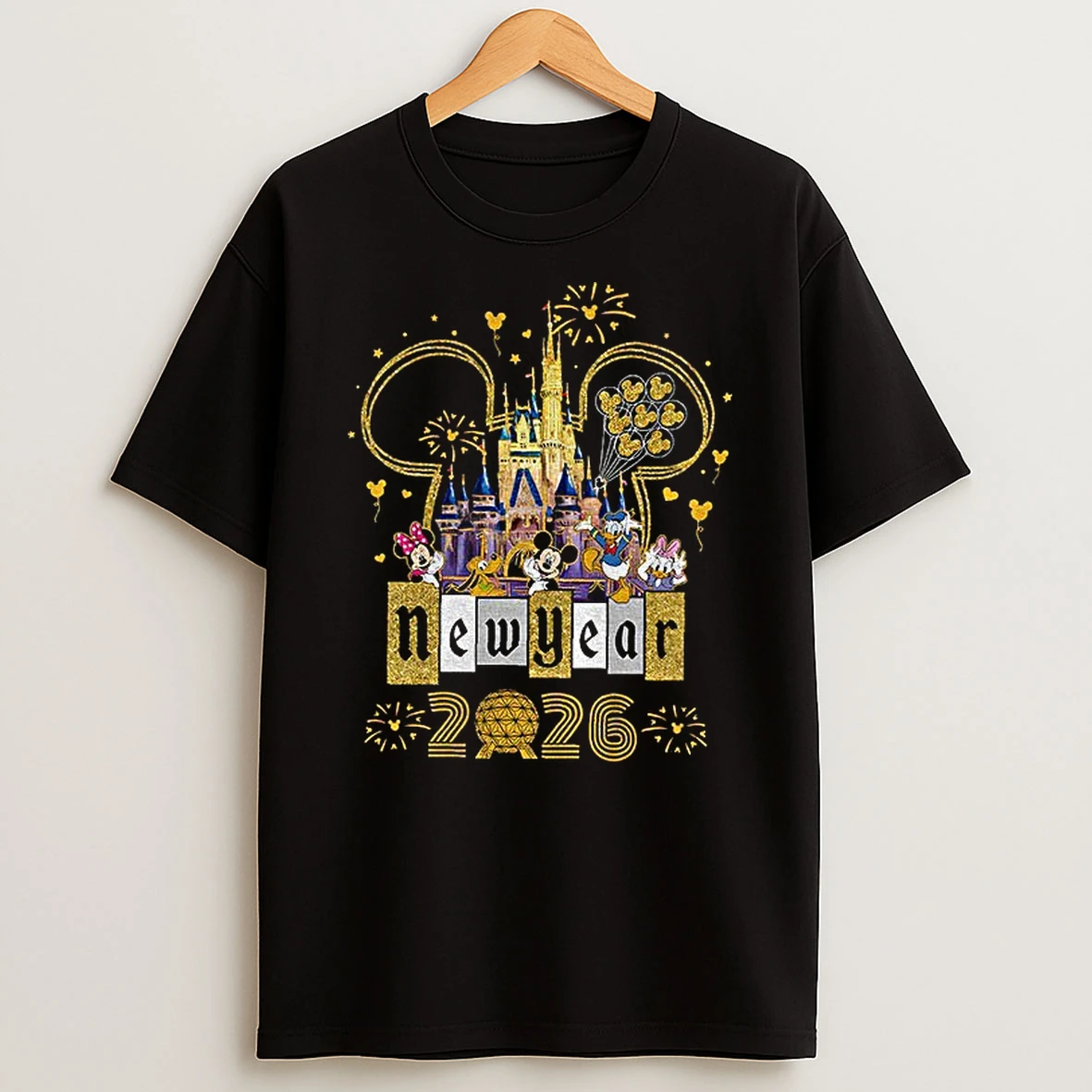 Disney New Year Couple Mickey Family Holiday New Year 2026 T Shirt