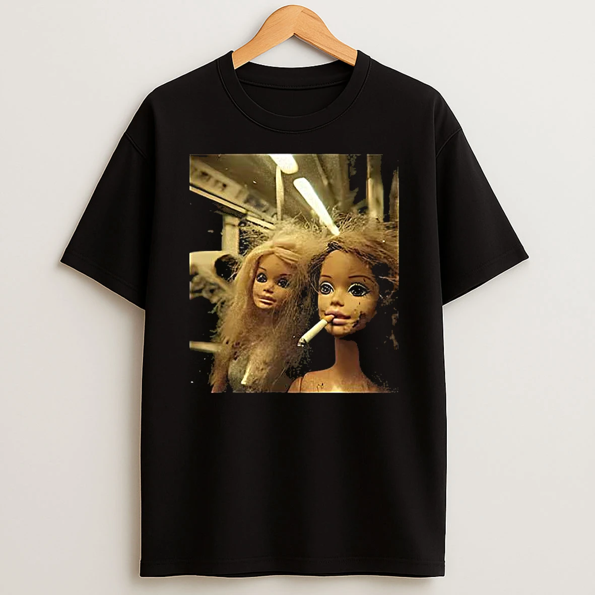 Distressed Doll Smoking Meme T Shirt