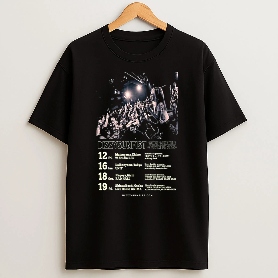 Dizzy Sunfist Show Schedule December 2025 T Shirt