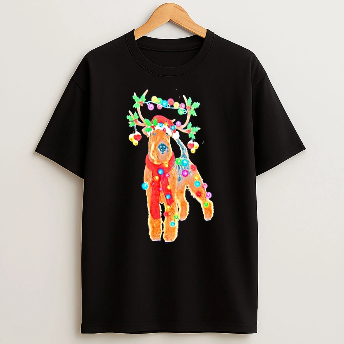 Dog Reindeer Christmas Lights T Shirt